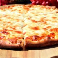 5 Layer Cheese Pizza · Garlic oil base, ricotta cheese, provolone cheese, mozzarella cheese, feta cheese and Parmes...