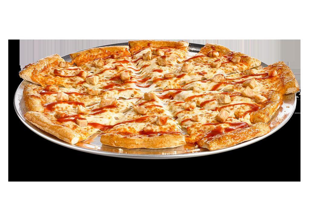 Giant Buffalo Chicken Pizza  · Traditional crust brushed with garlic butter and topped with spicy Buffalo sauce, 100% real cheese and chicken, then drizzled with more Buffalo sauce.
