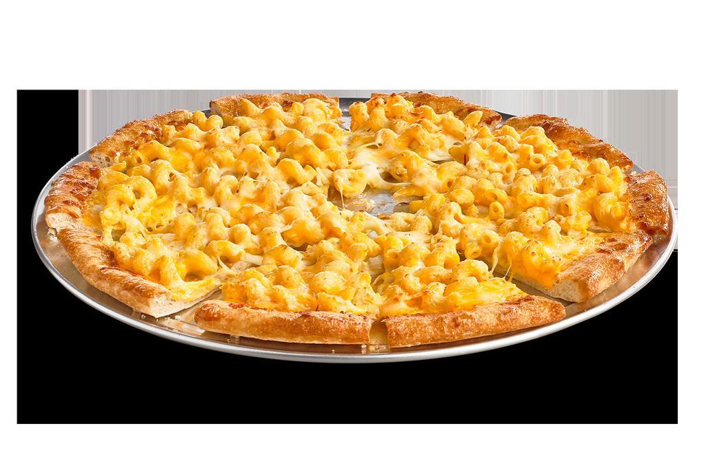 Giant Mac and Cheese Pizza · Cavatappi pasta in mac and cheese sauce and 100% real cheese.