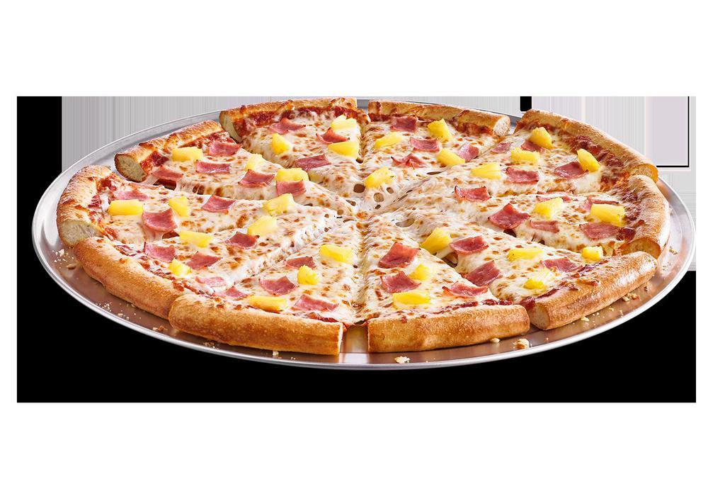 Giant Hawaiian Pizza  · Traditional garlic butter crust topped with tomato sauce, 100% real cheese, sliced ham and pineapple