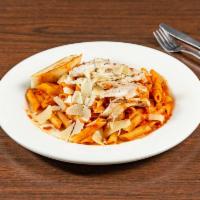 Penne Marinara · Grill chicken and fresh basil marinara sauce with parmesan and penne pasta with house salad ...
