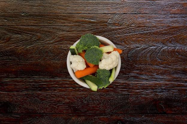 Steamed Veggies · A healthy blend of steamed broccoli, cauliflower, zucchini and organic baby carrots.