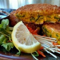 Pumpkin Croquettes Kabocha Korokke · 2 croquettes filled with sweet and fluffy mashed Japanese pumpkin, coated in panko and fried...