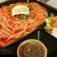 Seafood Pasta · Shrimp, scallops, calamari and fish sauteed.