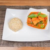 Panang Curry · Panang sauce with green beans, red and green bell peppers, onions