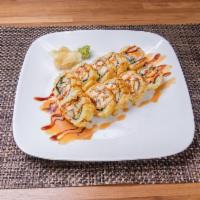 Yummy Yummy Roll · In: Tuna, Salmon, Crab meat and green onion. Deep Fried. Served with eel sauce and Spicy Mayo
