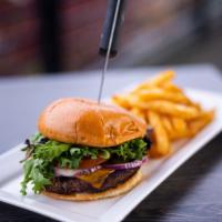 Murrayhill Burger · Burger? Can't go wrong with this one! It is a half pound Angus beef with cheddar cheese, tom...