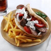 Gyro Sandwich Combo · Served with french fries and salad.