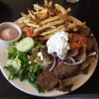 Gyro Plate Combo · Served with french fries and salad.