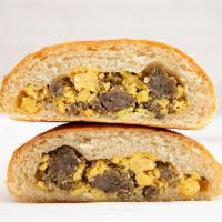 Breakfast Sausage, Egg and Cheese · Falter's Fine Meats breakfast sausage, egg & cheese stuffed inside our kolache dough.