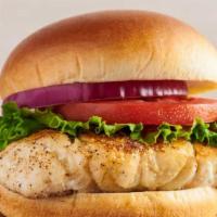 Big Fish Sandwich · Grilled fish sandwich with lettuce and tomato, served on a fresh hoagie roll. 