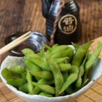 10. Edamame · Lightly salted boiled soybean pods.