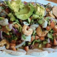Mariscada Tecuala · Aguachile, Camaron Cosido, Camaron Seco, Pulpo, y Callo De Hacha

Aguachile Shrimp, Cooked S...