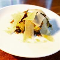 Roasted Brussel Sprouts · Parmegiano Reggiano, roasted almonds, lentils in a balsamic vinegar reduction.