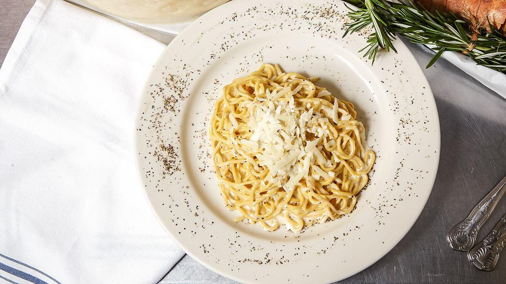 Tonnarelli Cacio e Pepe · Lazio. Fresh tonnarelli pasta with pecorino cheese and black pepper.