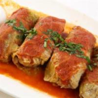 Stuffed Cabbage · Cabbage stuffed with ground lamb, rice and fresh herbs. 
