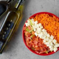 House Salad · Lettuce, diced tomatoes, carrots, and fresh mozzarella. Served with olive oil and balsamic d...