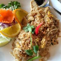 N1. Pad Thai  · Chicken, rice noodles, egg, bean sprouts, green onions, stir fried in special pad Thai sauce...