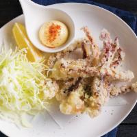 Ika Geso Karaage · Deep fried squid legs.