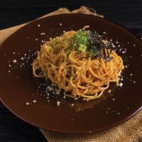 Mentaiko Pasta · Pasta with spicy cod fish roe, cheese and scallion
