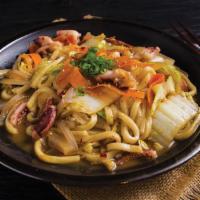 Yaki-Udon · pan fried udon noodle with squid and vegetable
