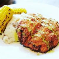 Agave’s Famous Cayenne Fried Chicken · A spicy buttermilk marinated jumbo fried chicken breast, topped with a poblano drizzle serve...