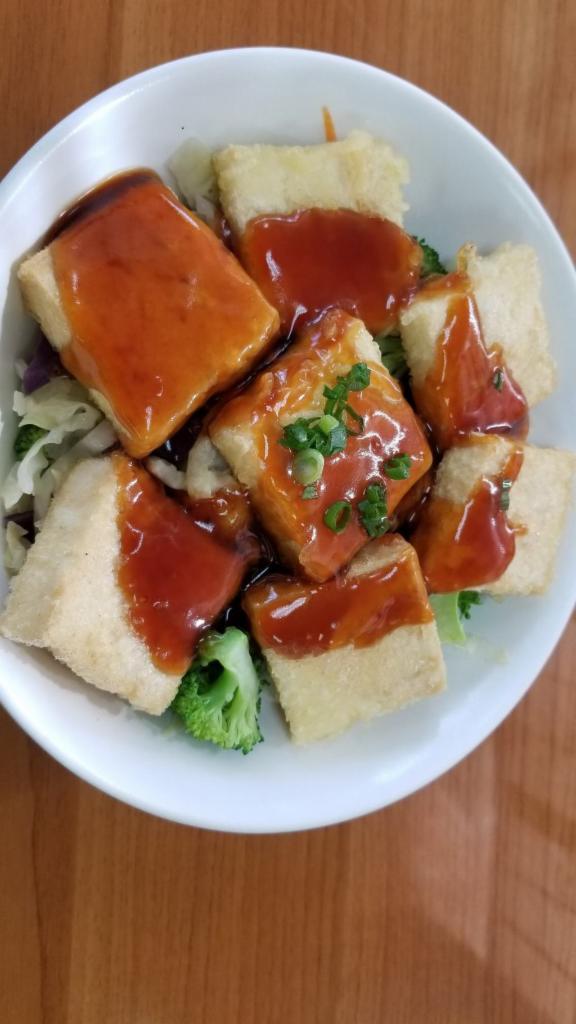 Tofu Bowl · Fried tofu with steamed veggies and rice
Teriyaki sauce