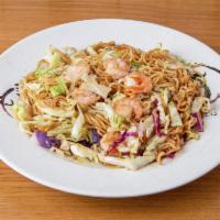 Shrimp yaki soba · Shrimp, cabbage, yaki noodle