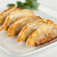 A) Age Gyoza · 6 pcs deep-fried dumplings with pork and veggie