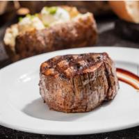 8 oz. Filet Mignon · Served with a baked potato topped with chives, butter and sour cream.