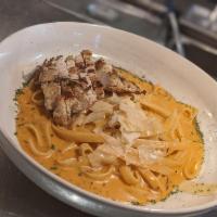 Chipotle Alfredo · Our Chipotle Alfredo is a flavor-rich pasta dish served with your choice of shrimp or chicken.