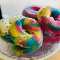 Bagel · House made bagel - Rainbow, Everything, Plain, Raisin Toasted with Cream Cheese