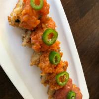 CRISPY RICE SAMPLER · 2pc spicy tuna, spicy yellowtail, spicy salmon on pan fried brown rice