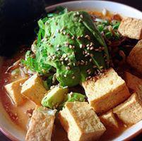 Crunch Miso Ramen (VEGAN) · Crispy tofu and onion, avocado, with special chili miso soup.