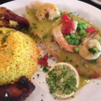 Basa and Shrimp Special · Grilled with your choice of salsa verde, pisto sauce or al ajillo sauce.
Comes with yellow r...