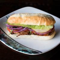 BBQ Chicken Sandwich · Grilled chicken brushed with BBQ sauce and topped with lettuce, tomato, red onions, cilantro...
