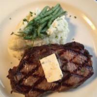 New York Steak · 12 oz. center cut, mashed potatoes & seasonal vegetables.