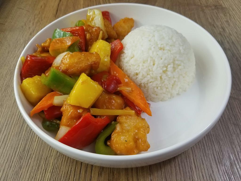 SWEET & SOUR Wok · crisp batter with sweet and sour sauce, ginger, pineapple, onion, red and green bell peppers.