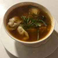 4. Spicy Kimchi Dumpling Soup · Hot and spicy.