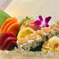 2. Triple Delight · 3 pieces of each tuna, salmon, yellowtail and 1 spicy tuna roll or 1 spicy salmon roll.