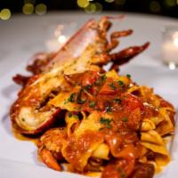 Pappardelle Sorrentina · Grilled Whole Main Lobster with Homemade Pappardelle Pasta and Cherry Tomato Sauce
