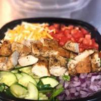 House Salads · Mixed greens, red onions, tomatoes, fresh cucumbers,  cheese, croutons, served with Texas to...