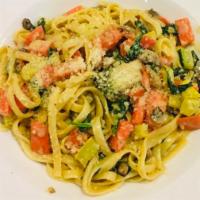 Fettuccine alla Primavera (Dinner) · Fettuccine with sauteed seasoned vegetables in olive oil and garlic or marinara.