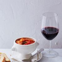 Poppa Al Pomodoro · Tuscan tomato soup, basil, parmesan, crunchy bread