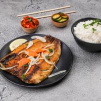 A10. Grilled Mackerel · Comes with rice.