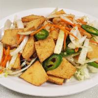 Salt and Pepper Tofu · deep fried tofu with jalapeno and salt and pepper seasonings