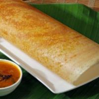 Masala Dosa · Large crispy crepe filled with a savory filling of potatoes, onions and spices.

