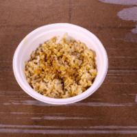 Small Vegan Garlic Ginger Tofu Bowl · Scallion, edamame, carrot, mango, micro radish and seaweed blend.