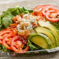 Brown Derby Cobb Salad · Mixed greens, sliced chicken breast, bacon, crumbled bleu cheese, avocado, plum tomatoes and...