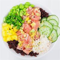 North Shore Bowl · Raw icon. Salmon shoyu, ahi shoyu, spicy ahi, house crab salad, topped off with masago, mac ...